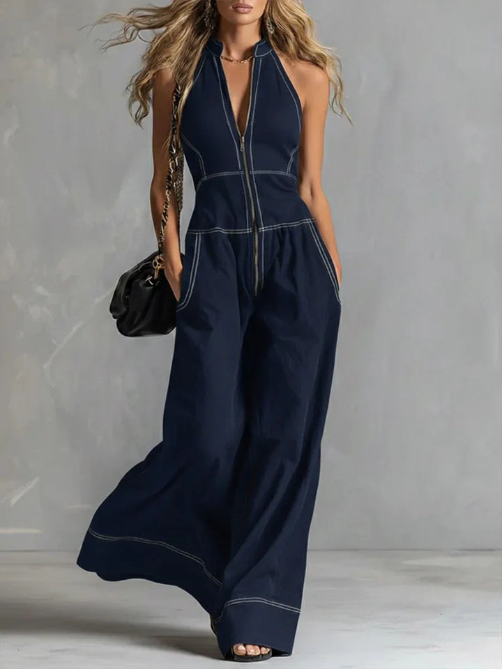 Thorneau Zip Front Wide Leg Jumpsuit