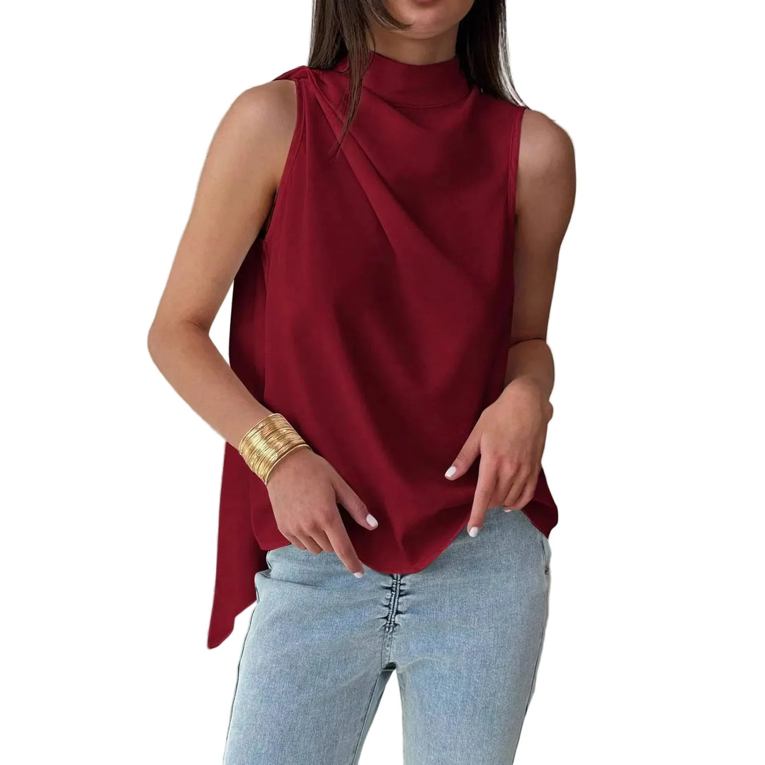 Vionara Elegant Sleeveless High Neck Blouse