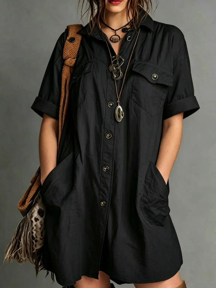 Mia Button Mini Shirt Dress