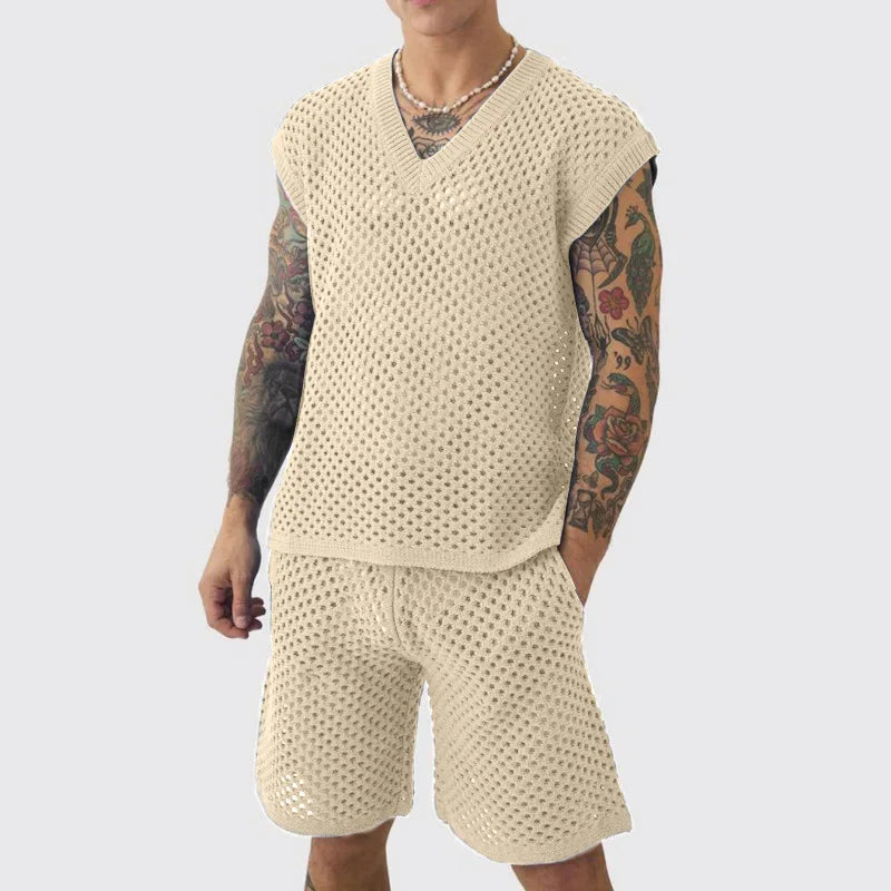 Slade V Neck Knit Short Set