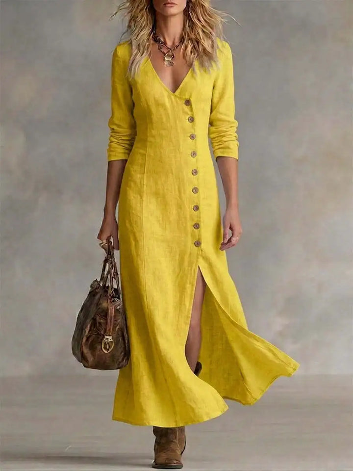 Jasmine Button Front Side Slit Maxi Dress