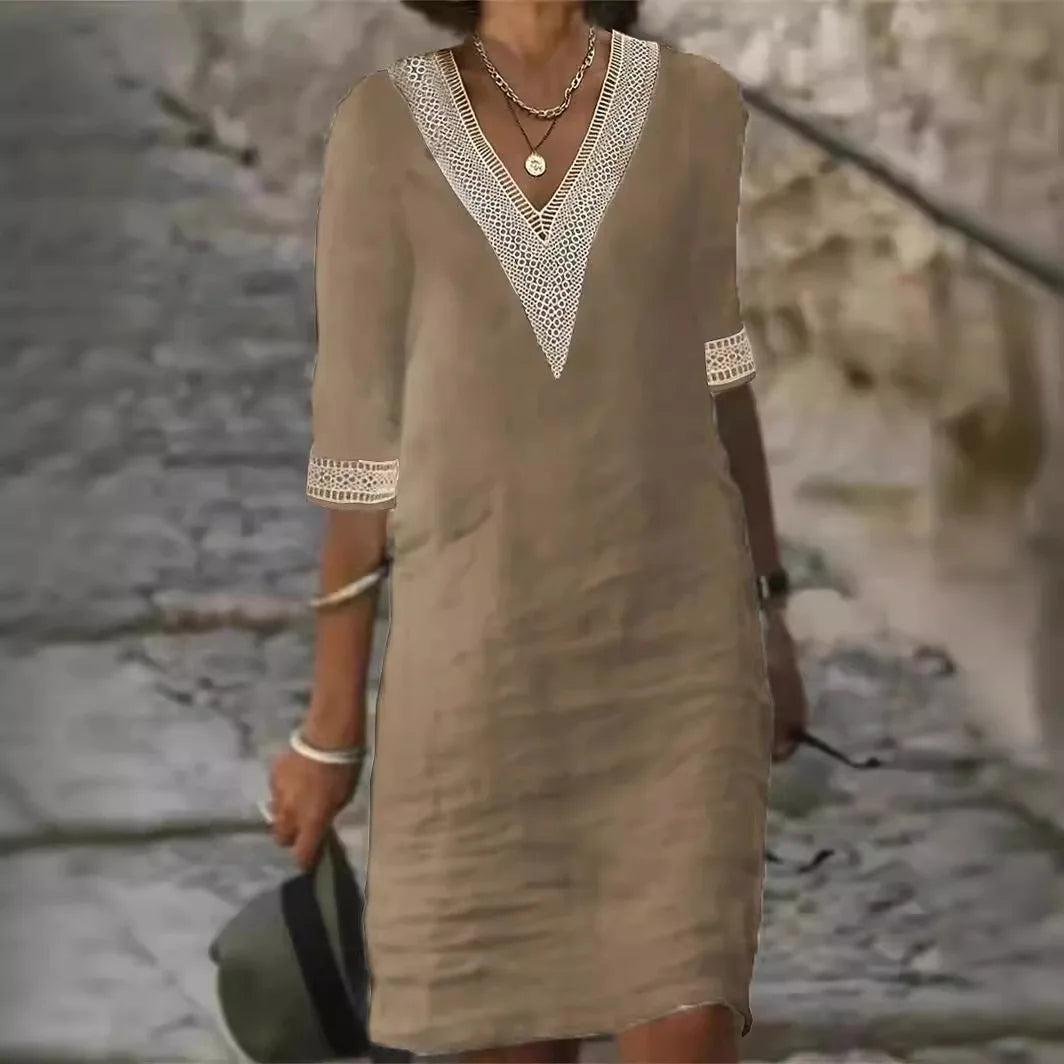 Louise V Neck Casual Mini Dress