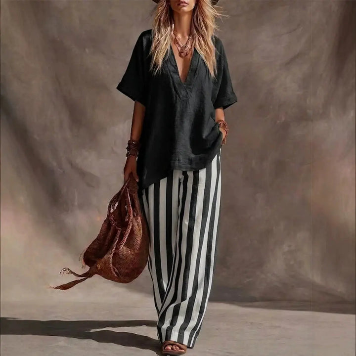 Beverly Striped Linen Matching Set