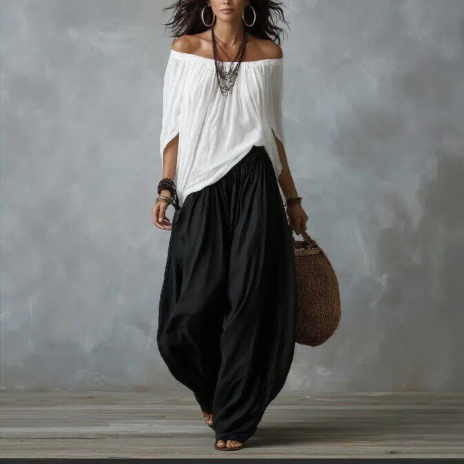 Amelie Bohemian Off Shoulder Harem Pants Set