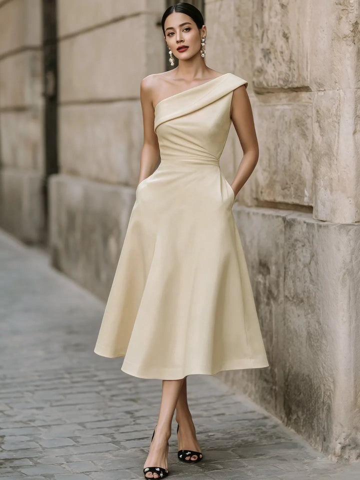 Soraya Elegant One Shoulder Midi Dress