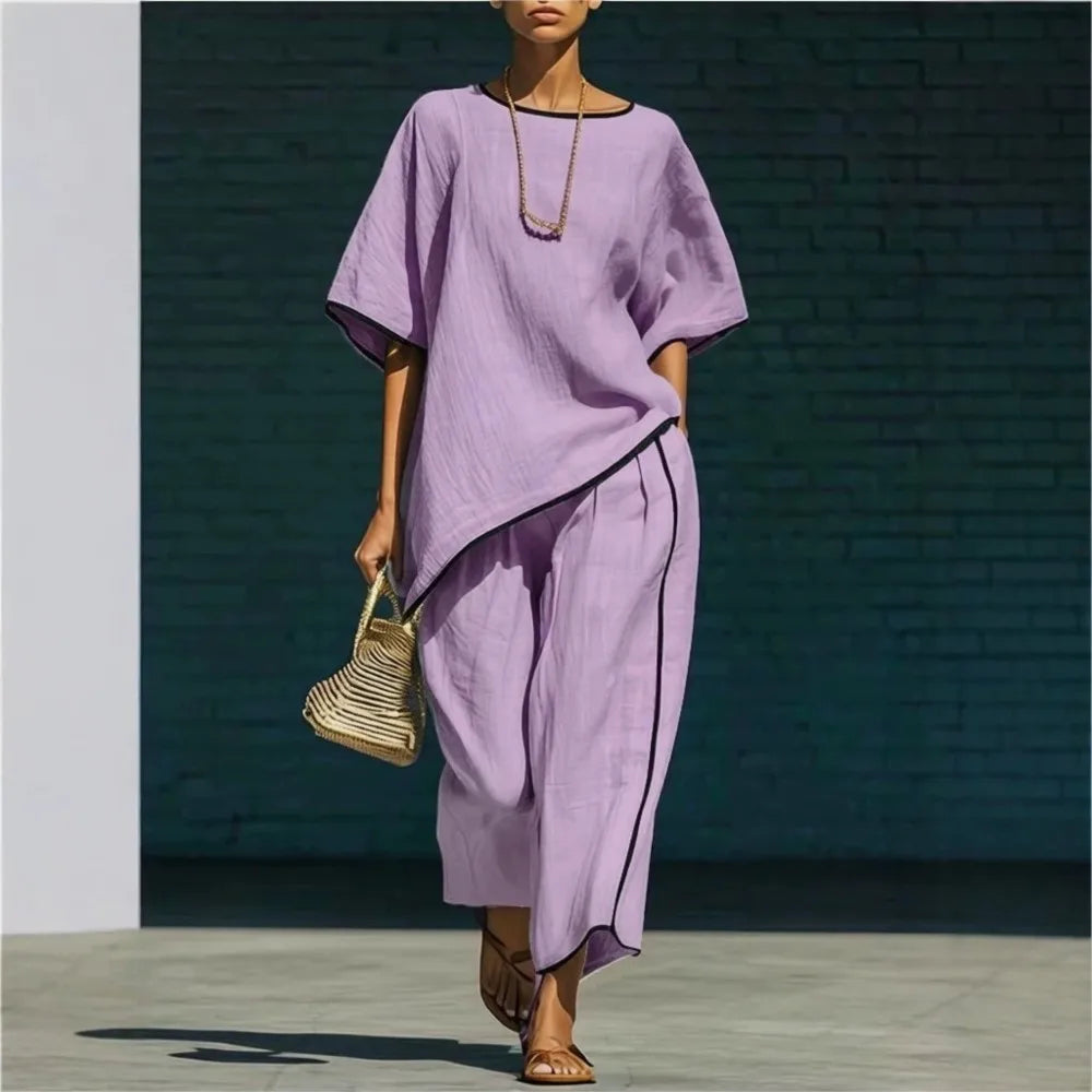 Cecelia Linen Cropped Pant Set