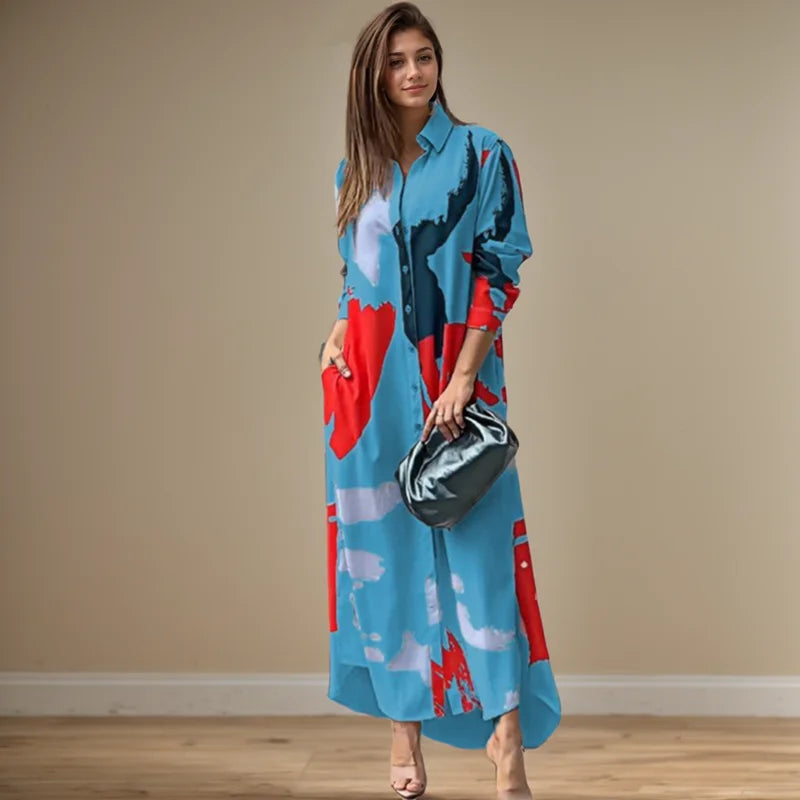 Alina Abstract Shirt Maxi Dress