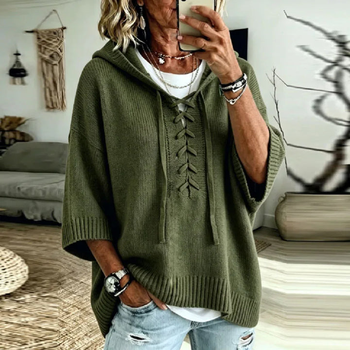 Mollie Lace Up Hooded Pullover