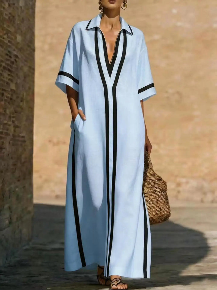 Aveline V Neck Shirt Long Dress