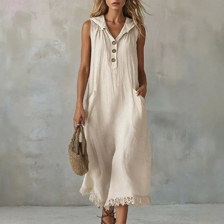 Madeline V Neck Hooded Midi Dress