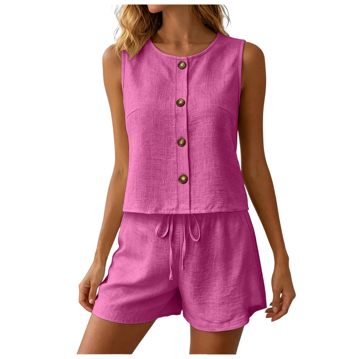 Elleryn Casual Sleeveless Matching Shorts Set