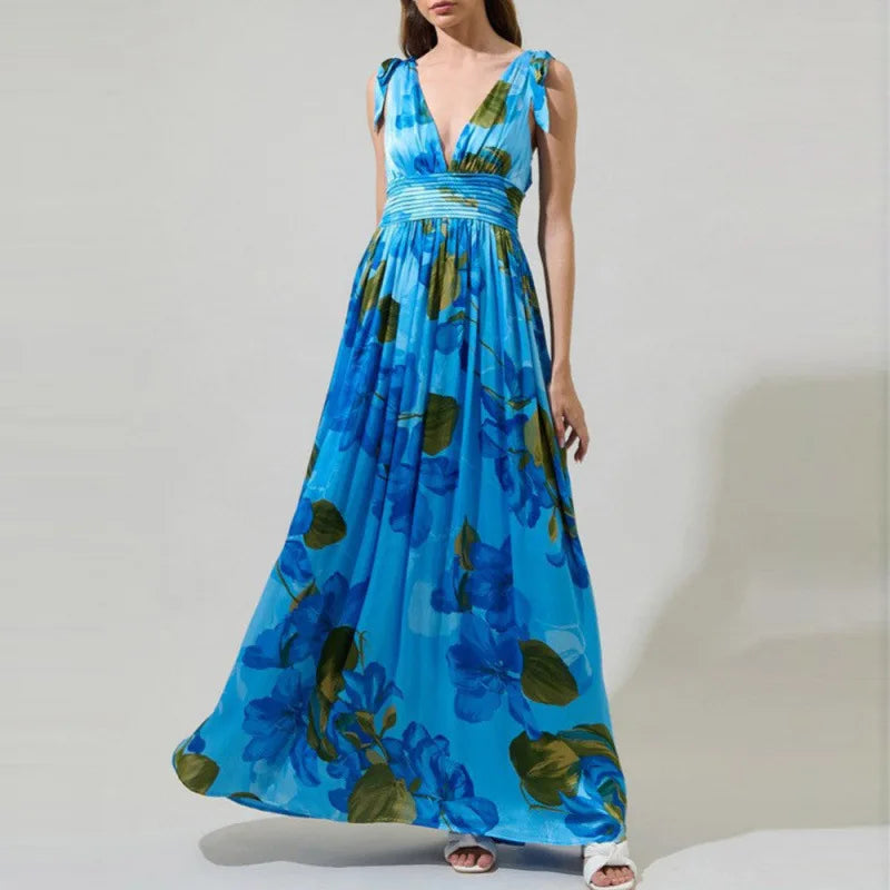 Dulcie Bohemian Floral V Neck Maxi Dress