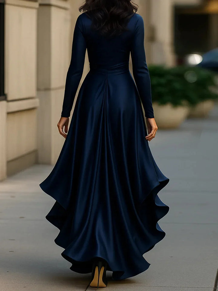 Audrey Ruffle Satin Maxi Dress