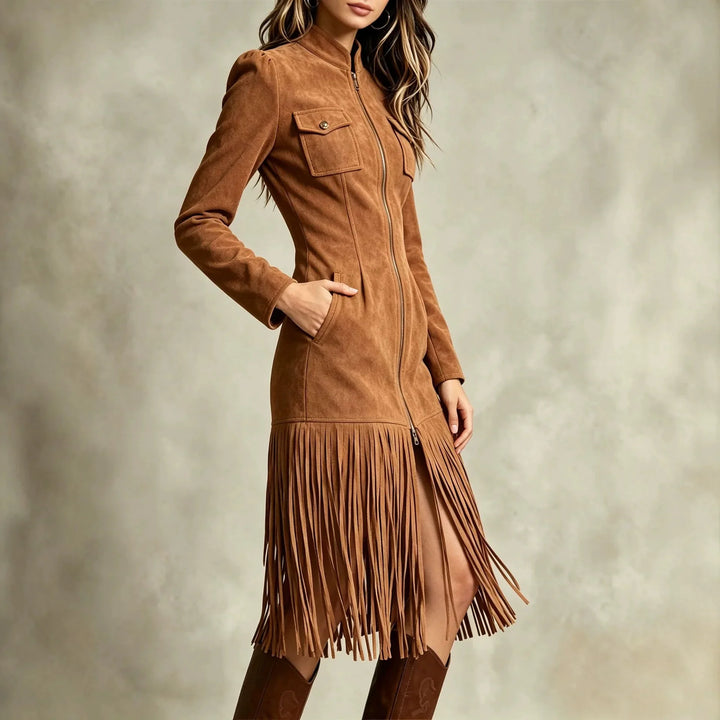 Monroe Fringe Suede Midi Dress