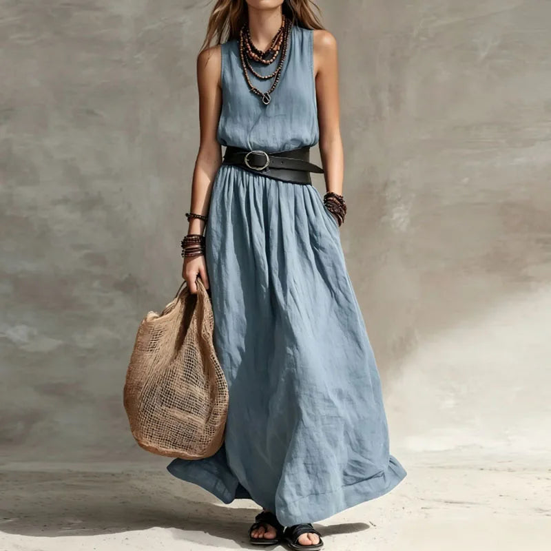 Paulina Pleated Boho Maxi Dress