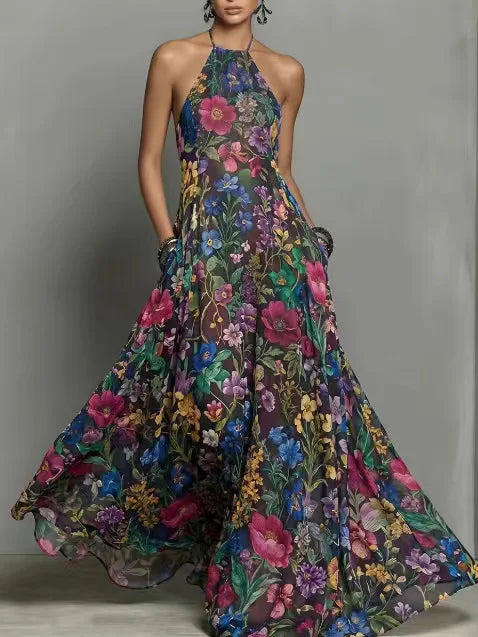 Sabella Vintage Floral Flowy Maxi Dress