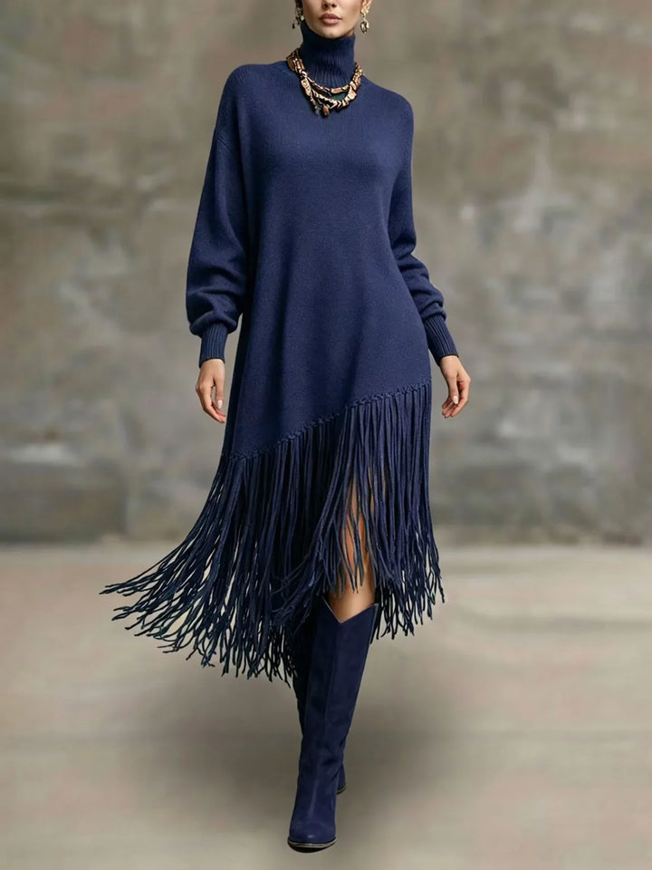 Aubree Fringe Knit Midi Dress