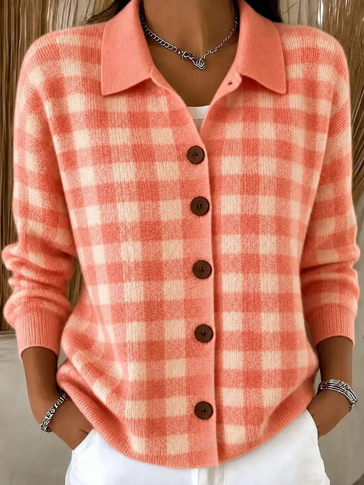 Maia Gingham Button Plaid Cardigan