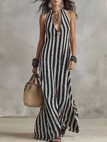 Siena Striped Halter Maxi Dress
