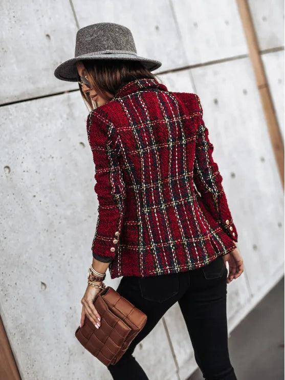 Odalise Double Breasted Plaid Blazer