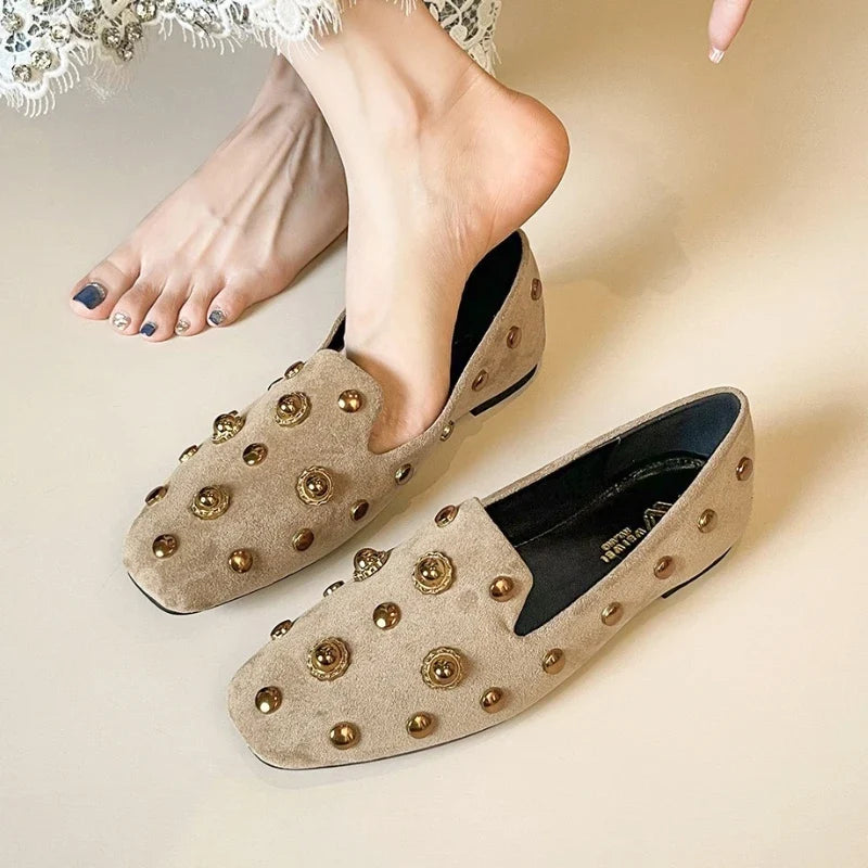 Freya Studded Suede Loafers