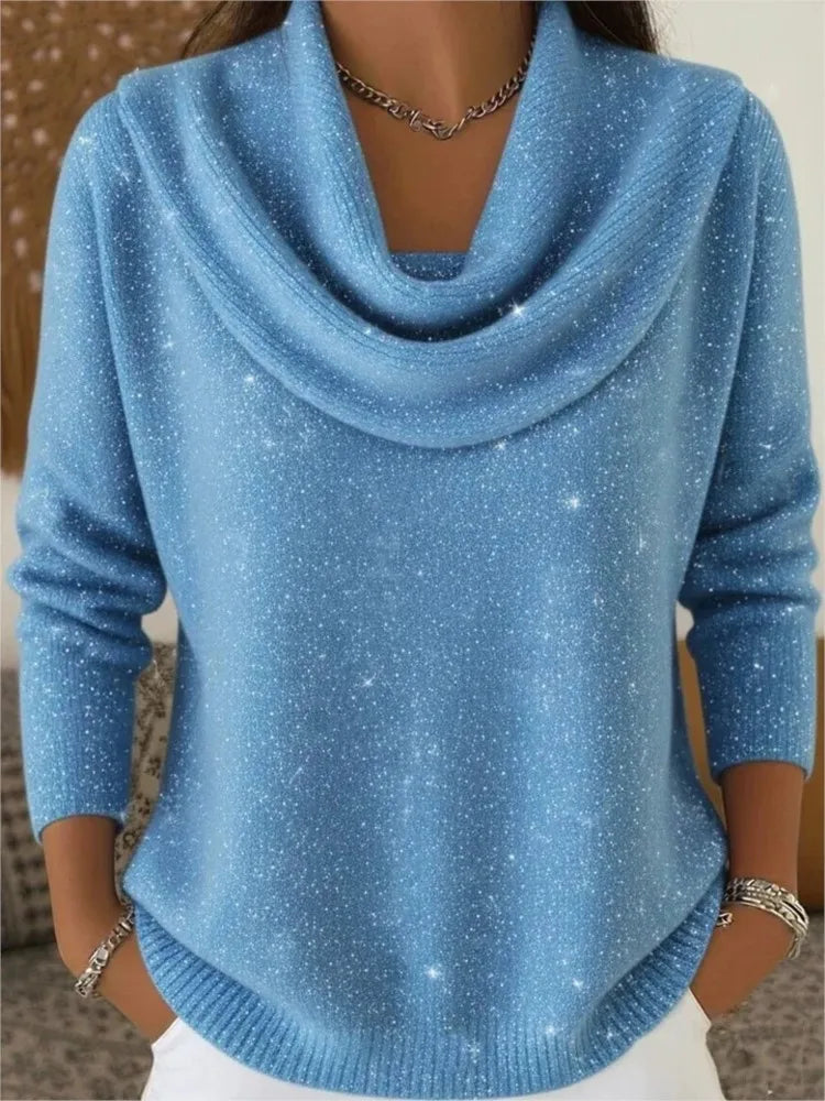 Solene Cowl Neck Shimmer Sweater
