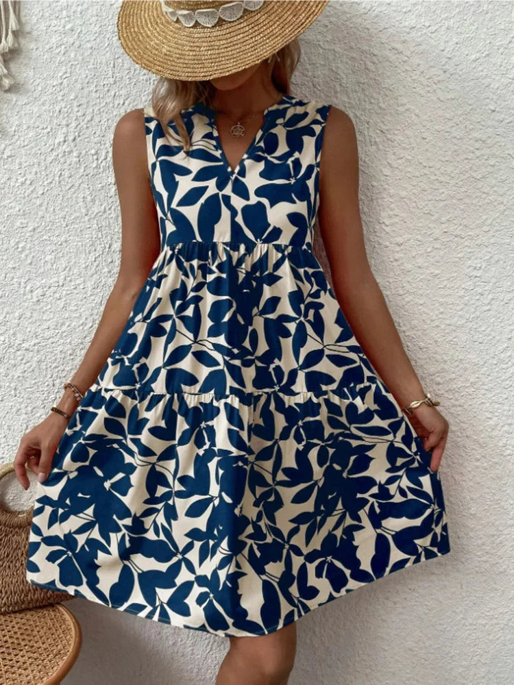Samara Boho Print Ruffled Mini Dress
