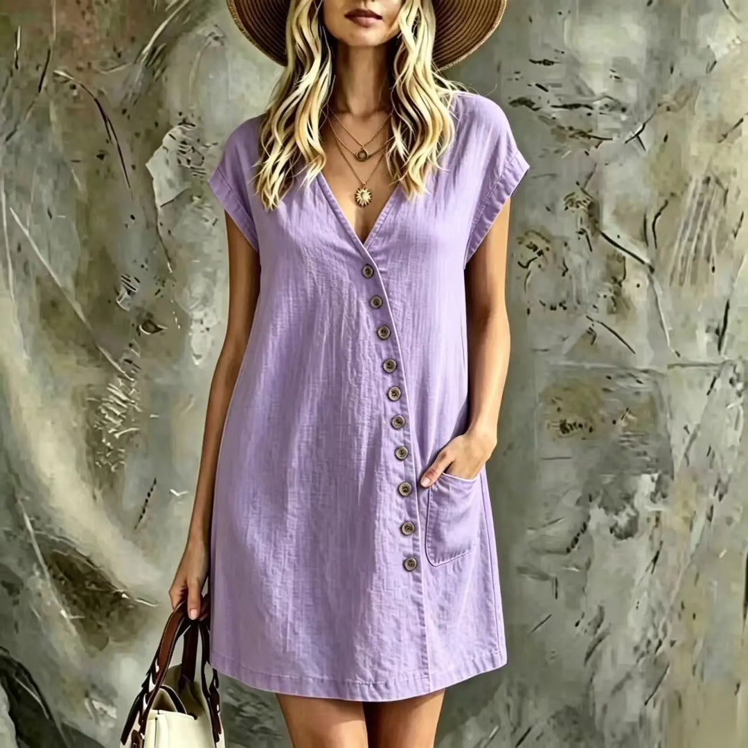 Aurelia Button Detail Mini Dress