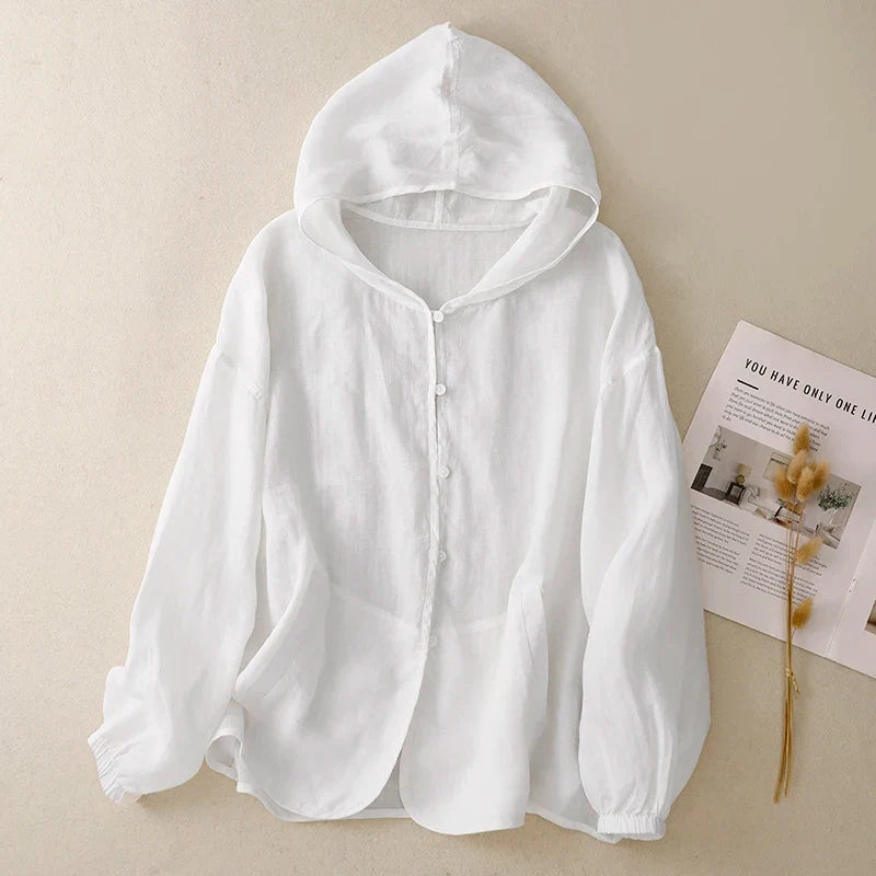 Maisy Hooded Linen Cardigan