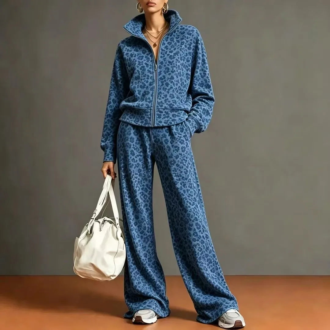 Amira Zip Front Leopard Tracksuit