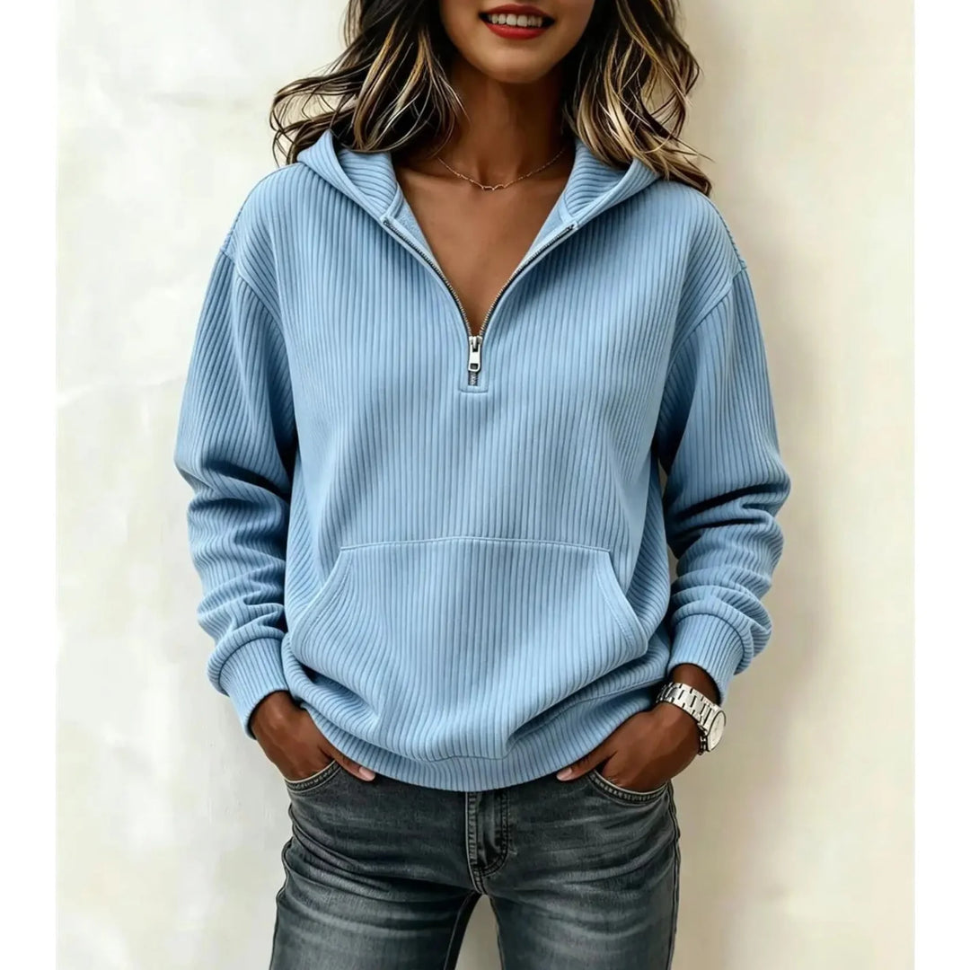 Ludovica Half Zip Ribbed Hoodie