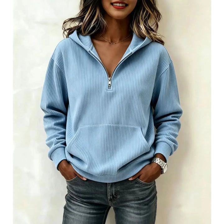Ludovica Half Zip Ribbed Hoodie