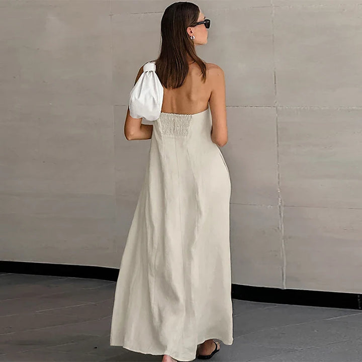 Delphine Off Shoulder Linen Maxi Dress