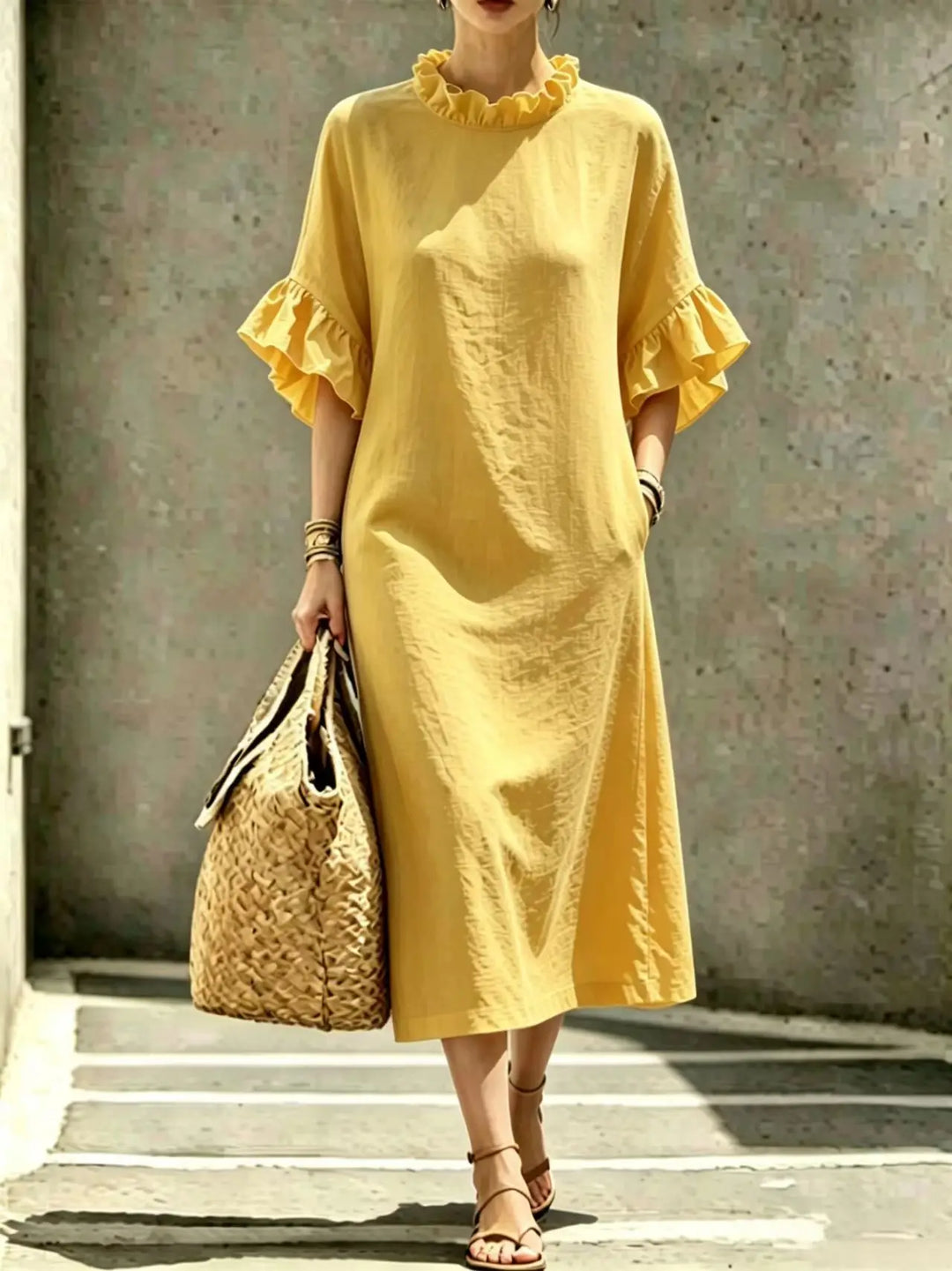 Alessia Ruffle Sleeve Midi Dress