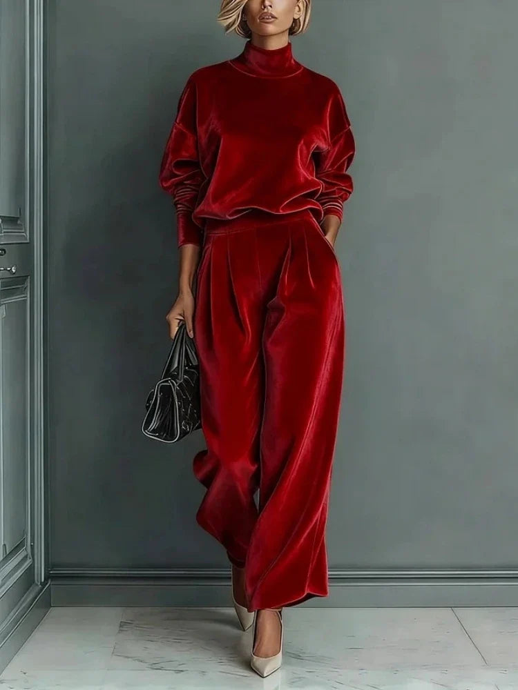 Ameera High Neck Velvet Set