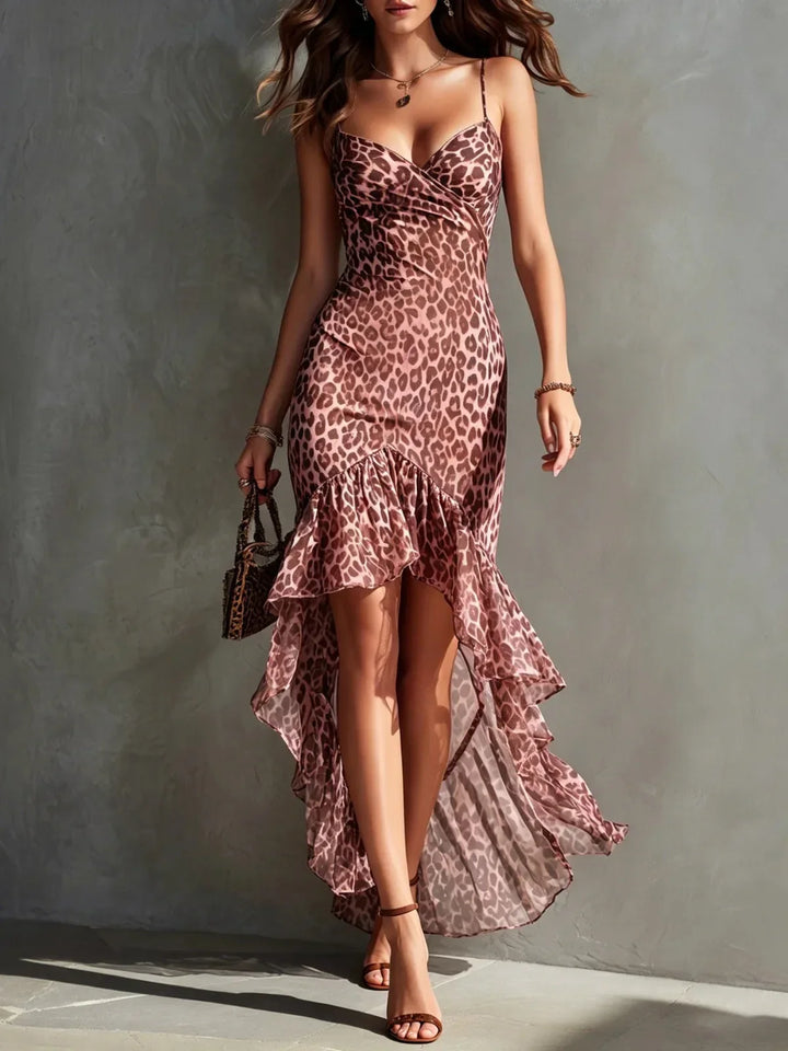 Dahlia Leopard Print Chiffon Midi Dress