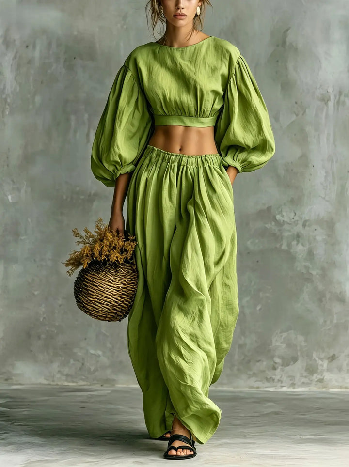 Adelina Balloon Sleeve Trouser Set