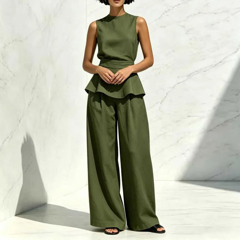 Florina Sleeveless Wide Leg Pants Set