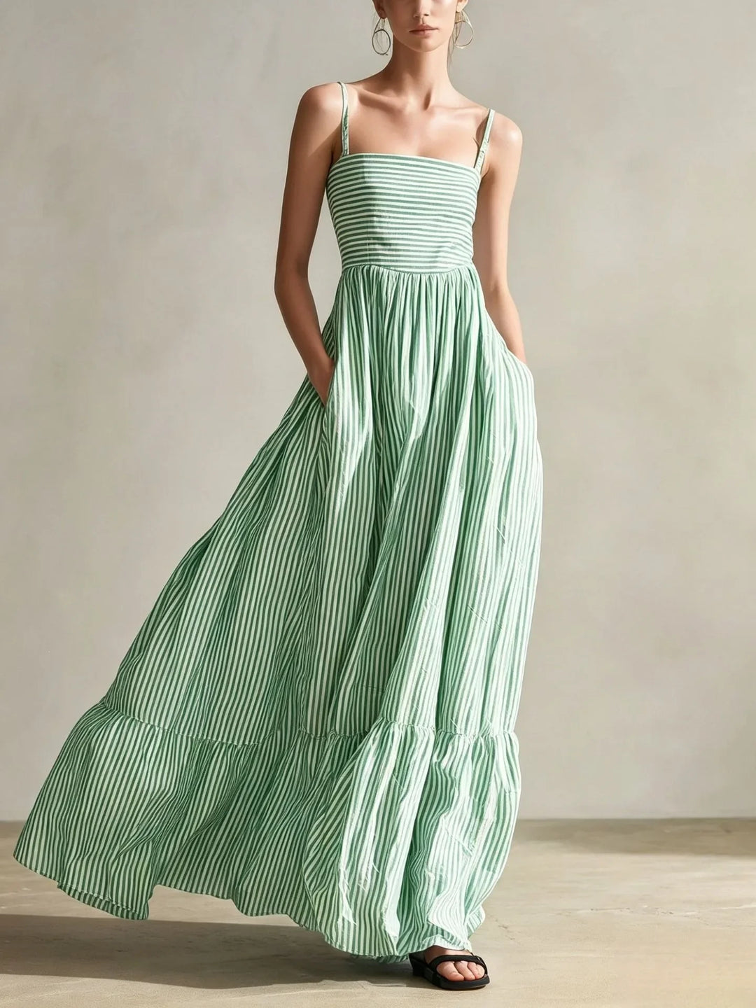 Cassiel Striped Tiered Maxi Dress