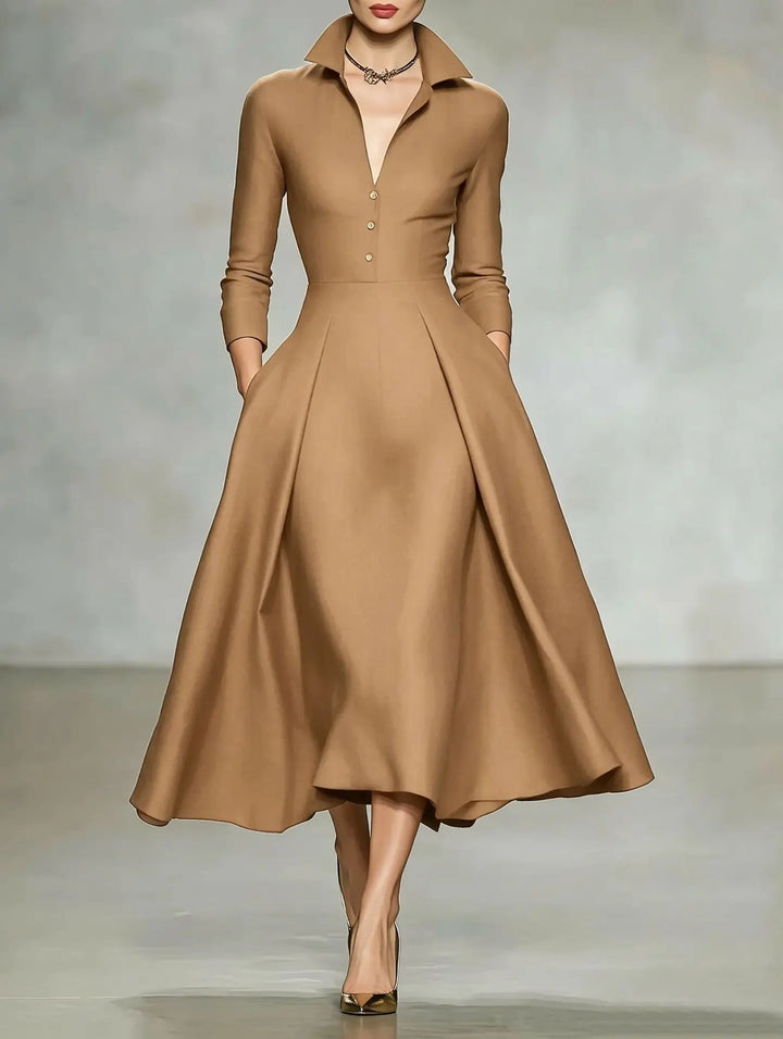 Melanie Elegant Lapel Midi Dress