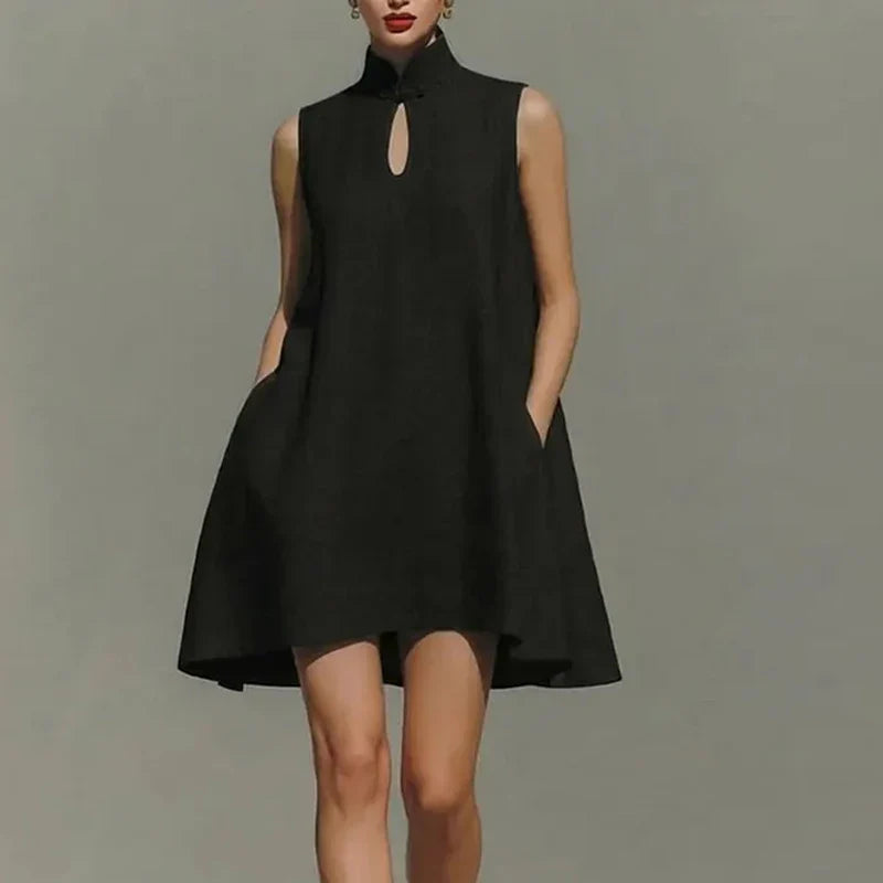 Auralie Pocket Detail High Neck Mini Dress