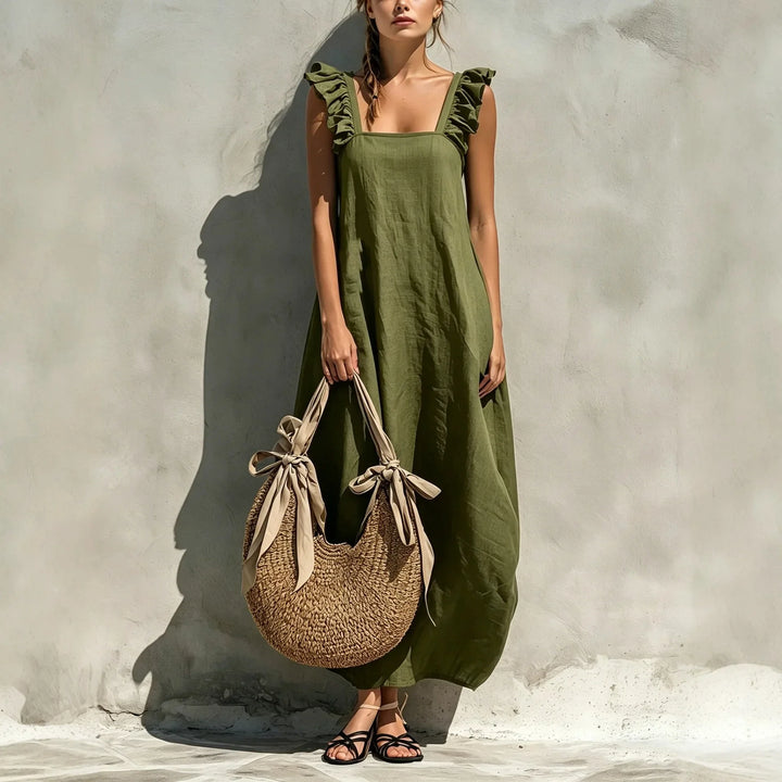 Catriona Sleeveless Gathered Side Midi Dress