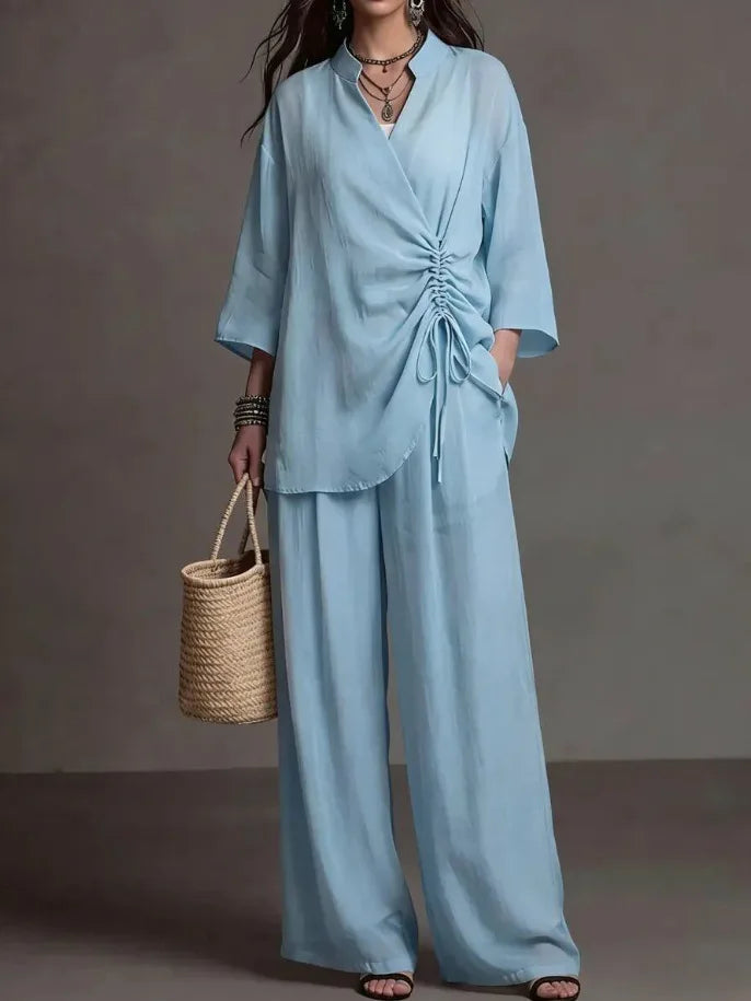 Madina Drawstring Wide Leg Trouser Set