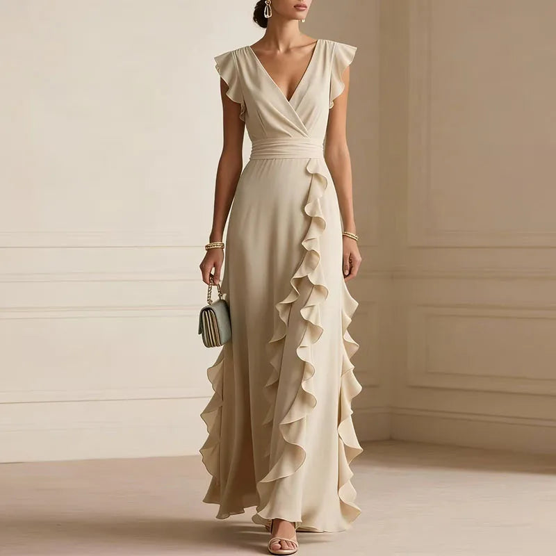 Patricia Ruffle Trim Maxi Dress