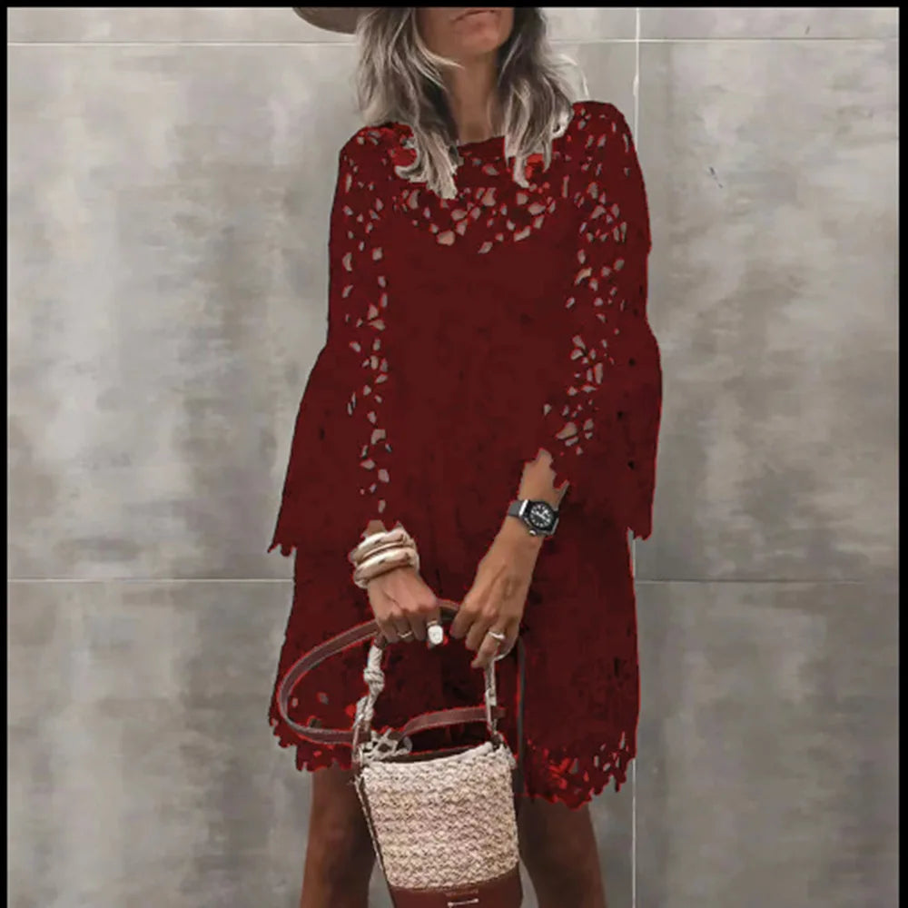 Henrietta Elegant Eyelet Lace Mini Dress