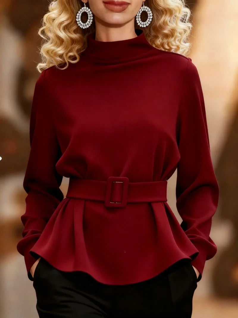 Amara Mock Neck Peplum Top
