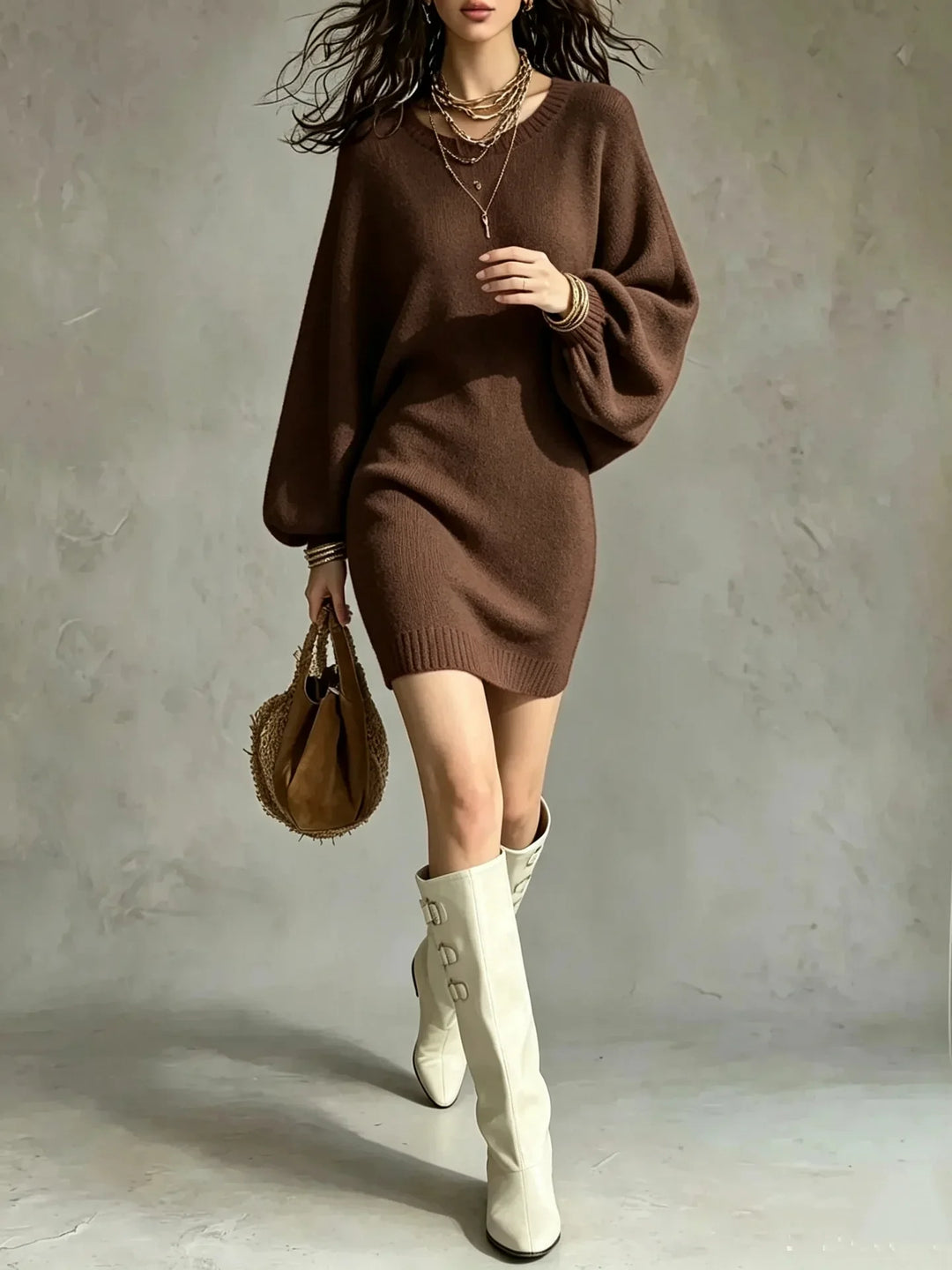 Yasmin Ribbed Hem Sweater Dress