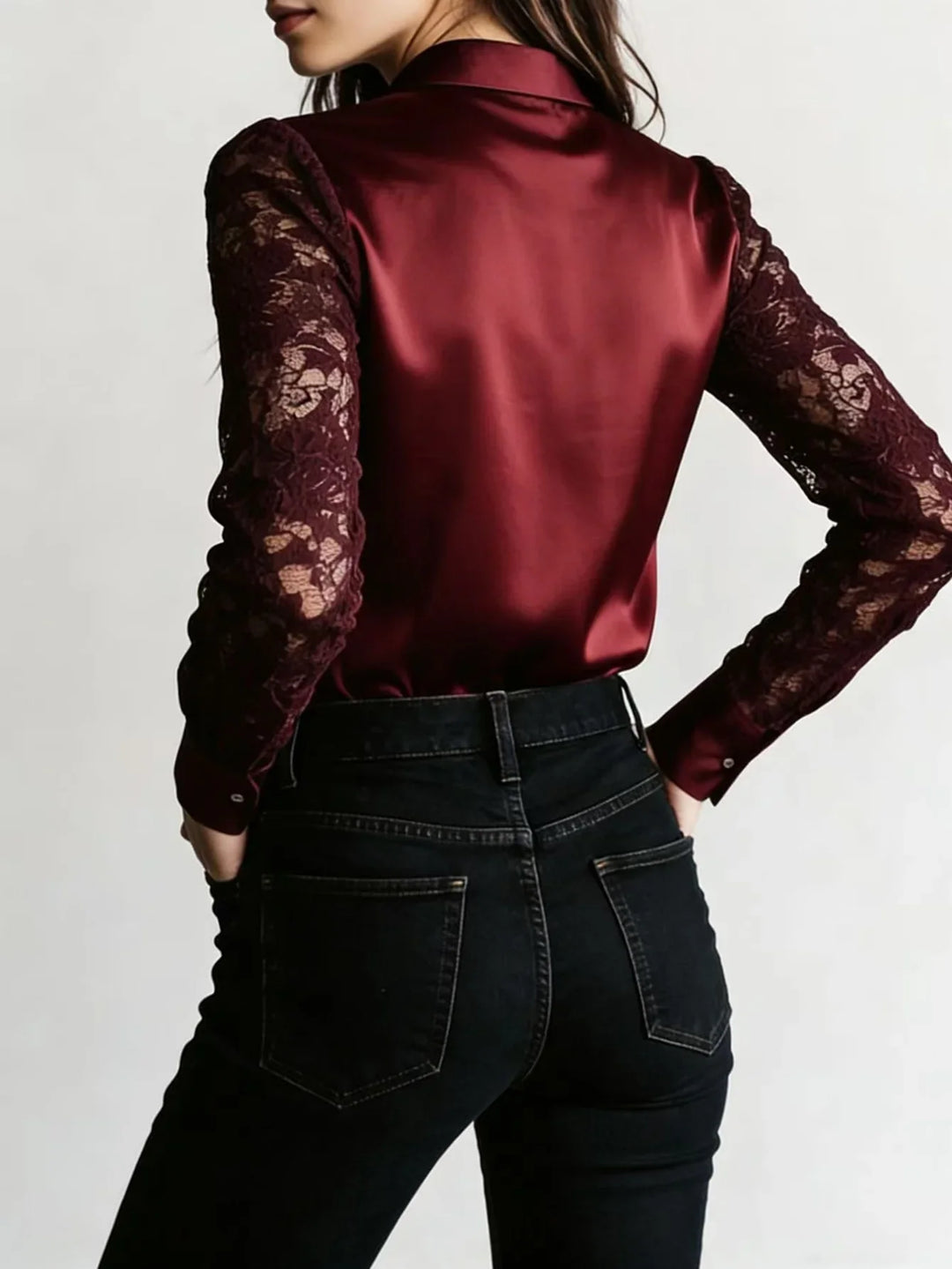 Camille Satin Lace Blouse
