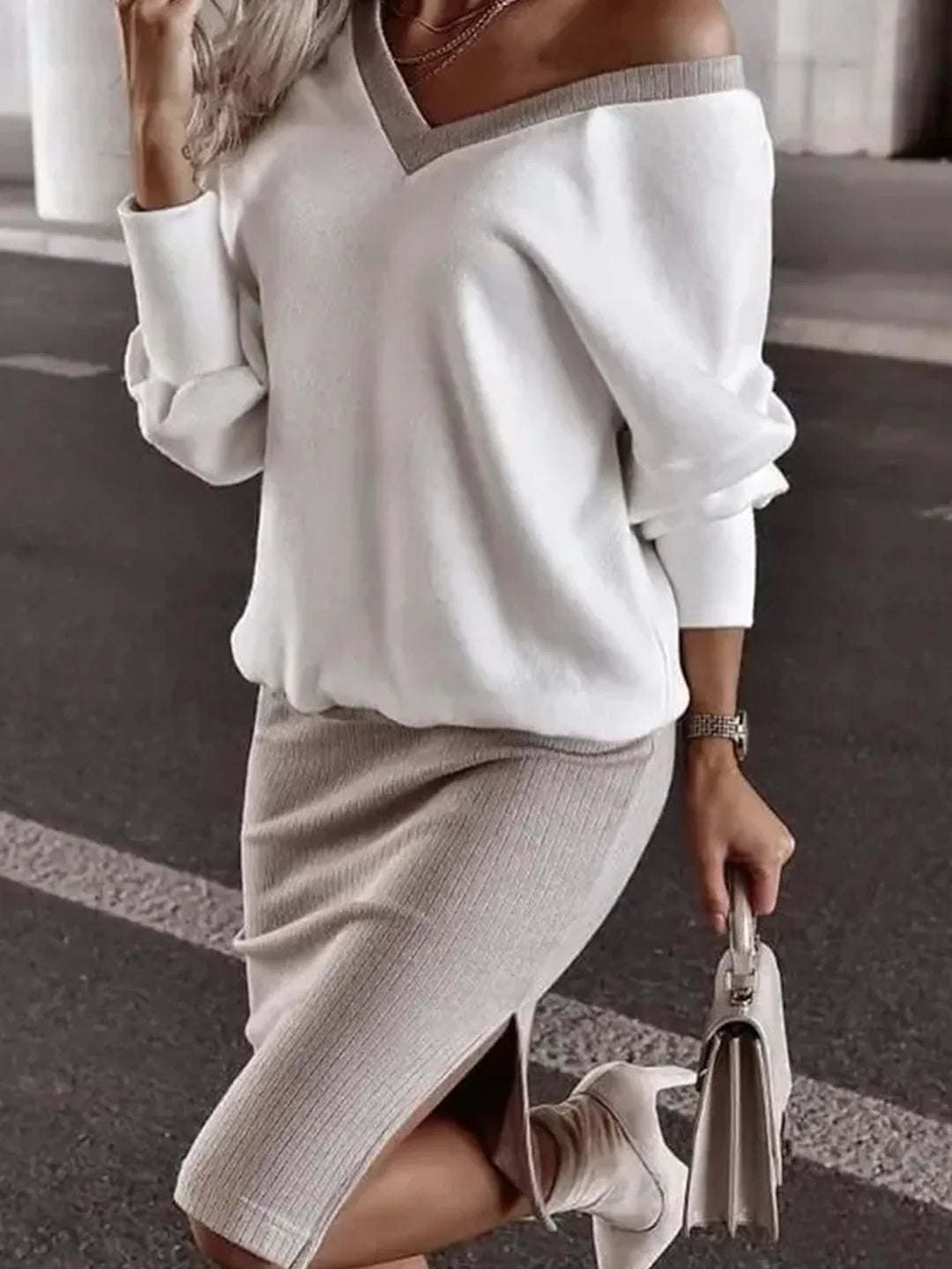 Averil Ribbed Pencil Skirt Set