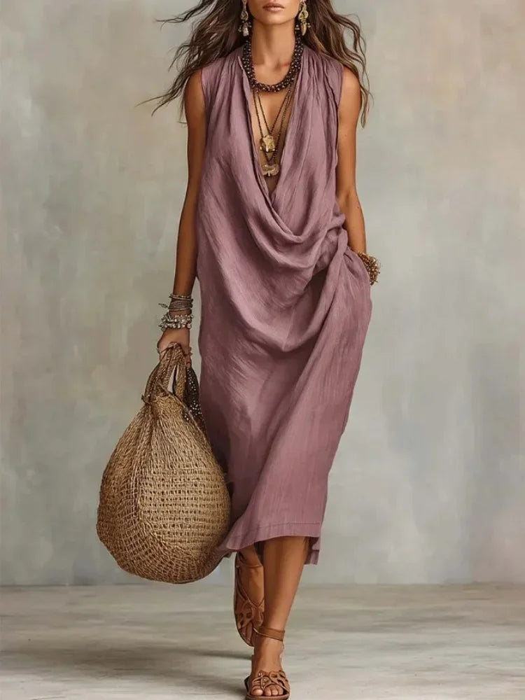 Mirella Draped Pocket Midi Dress